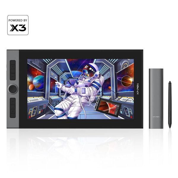 Tablets Xppen Artist Pro 16 Monitor de desenho de tablets gráficos 15,6 polegadas 133%S RGB com mostradores X3 Smart Chip Tilt Suporte para Windows Mac