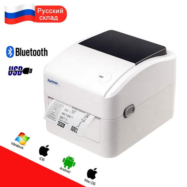 Yazıcılar XP420 4 inç Termal Nakliye Etiketi Yazıcı 25115mm Barkod Sticker Baskı Makinesi USB Bluetooth kağıt odası Windows Mac