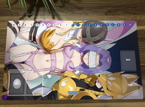 Pad Digimon Playmat Angewomon Fairymon Sakuyamon Gioco di carte collezionabili Tappetino DTCG CCG Tappetino Mouse Mouse Pad Scrivania Tavolo TCG Tappetino da gioco Borsa gratuita