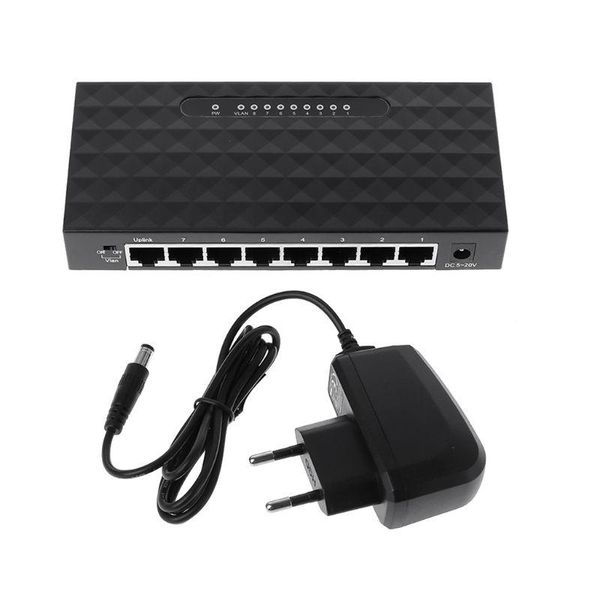 Переключатели 8PORT Ethernet Network Switch Hub Desktop Mini Fast Lan Switcher Adapter