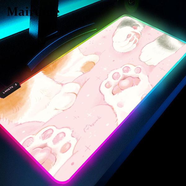 Rest Pesti PAW CAT PAW MOUSE PAD RGB rosa morbido tastiera grande tastiera Danascia da gioco Deskmat Deskmat da gioco Kawaii LED LIGHT MOUSEPAD 35X90CM