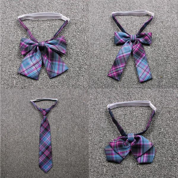 Krawatten, japanische JK-Uniform-Accessoires, karierte Fliege für Mädchen, lila Farbe, Schule, Matrosenanzug, Blumen