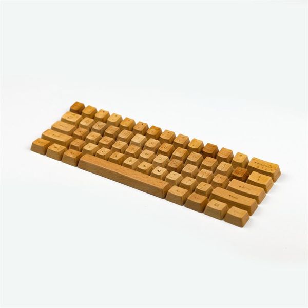 Combos Beech Wood Keycaps 60 87 108 Conjunto completo Perfil OEM Inglês Língua para jogos Moda de madeira de teclado mecânica Moda concisa