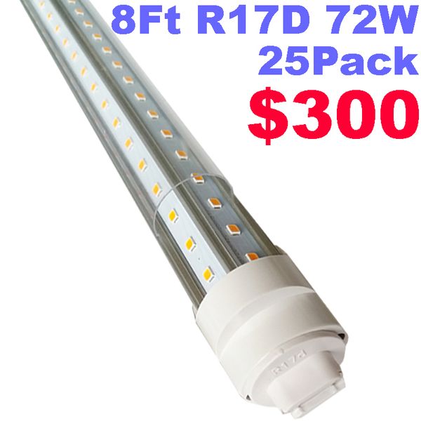 Luz de tubo de LED R17D de 8 pés, F96T12 HO BULS LED de 8 pés, Luz de 96 '' de 8ft LED Light Substitua T8 T12 Bulbos fluorescentes, entrada de 100-277V, 9000lm, branco frio 6000k, lente transparente OEMLED