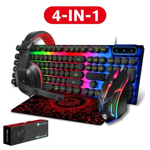 Cleaners 87ha 4in1 Gaming Keyboard Mouse Headset Combo 104 teclas Ergonômico Gamer Keyboard Game Mouse Gaming Stereo Headset Mouse Pad