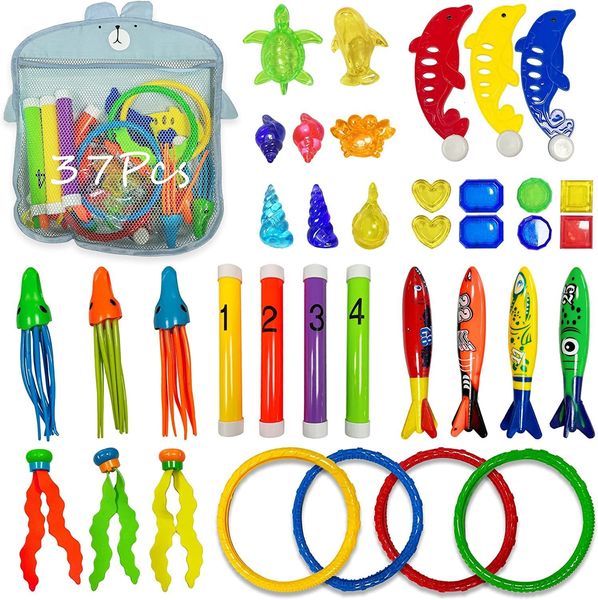 Sand Play Water Fun 37 PCs Piscina de brinquedos de piscina de piscina de mergulho Toys subaquáticos