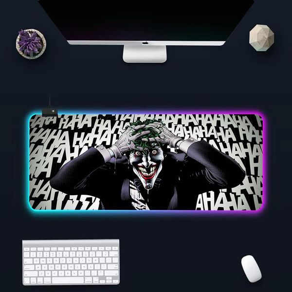 Ruht lustige Jokergesicht RGB PC Gamer Keyboard Maus Pad Mousepad LED Glühen Mausmatten Gummi -Gaming -Computer Mausepad