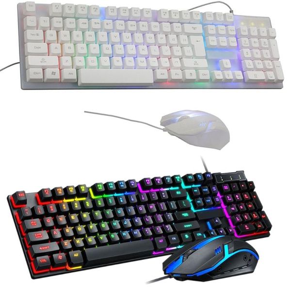 COMBOS TF200 Gaming Mechanical tastiera mouse set arcobaleno retroilluminazione mix backlit tastiera 104 tasti antintiling per pc giocatore