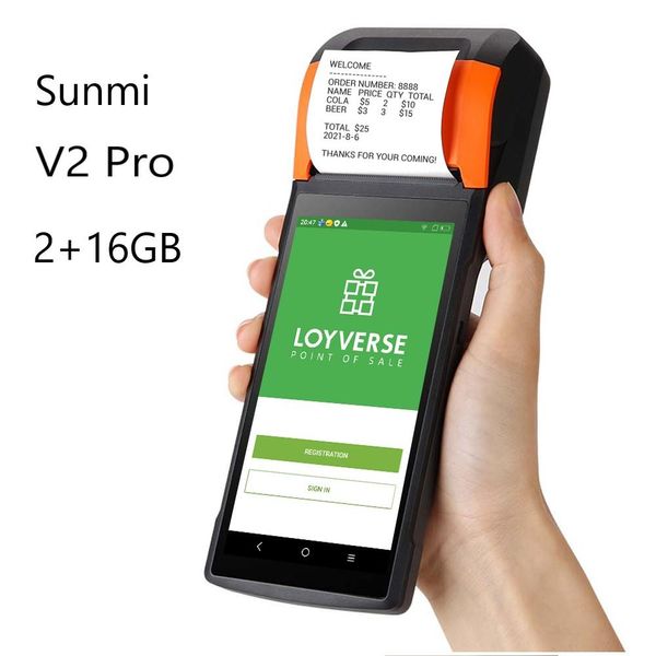Drucker 4G Sunmi V2 Pro Mobile Handheld -POS -System mit thermischem Drucker Wireless WiFi Android PDA Distribution Label Quittungsdrucker