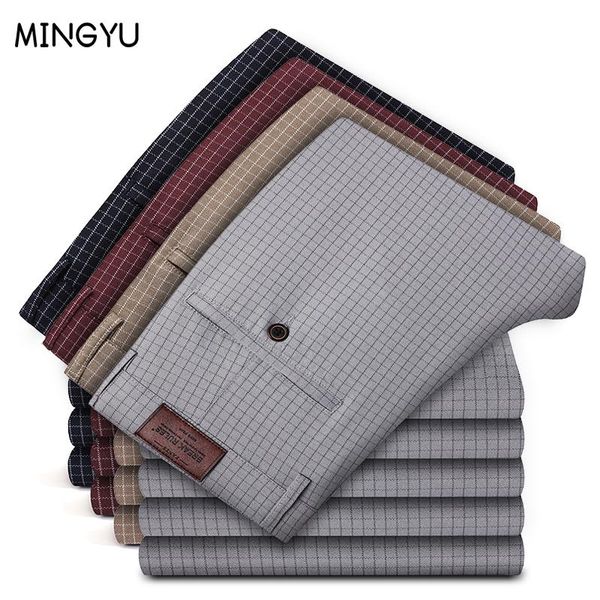 Hosen 2023 Neue Plaid Casual Business-Hose Männer Mode Stretch Anzug Marke Gerade Schlank Korea Schwarz Blau Grau Weinrot hosen 3038