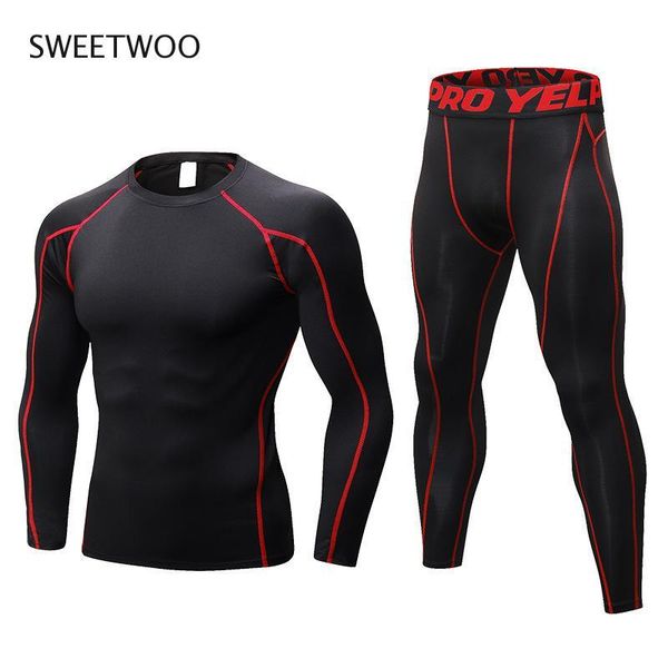 Roupas de ginástica Men's Fitness Treination Treinamento de fitness Treno Executando as calças de mangas compridas e de mangas compridas respiráveis