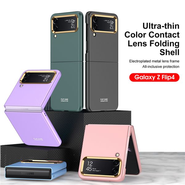 Custodia per telefono Vogue ibrida smerigliata con placcatura ultra sottile di lusso per Samsung Galaxy Folding Z Flip4 5G Durevole leggera anti-impronte Matte Fold Shell anti-goccia