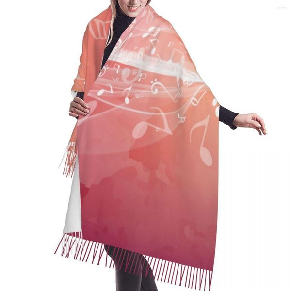 Schals Winter Quaste Schal Glänzende Musik Frauen Kaschmir Hals Kopf Warm Pashmina Dame Schal Wrap Bandana