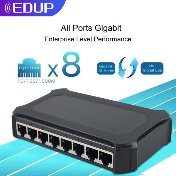 Switch EDUP 10 100 1000 Mbps Ethernet Switch 8 porte LAN HUB RJ45 EPSG7810 Buildin Loopback Switch RTL8370N Chipset RTL8370N