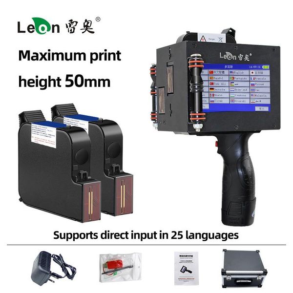 Impressoras 5cm Máquina de codificação de caracteres grande portátil portátil a jato de jato de tinta Padrão de texto Rótulo Imprimir Data de produção de imagem