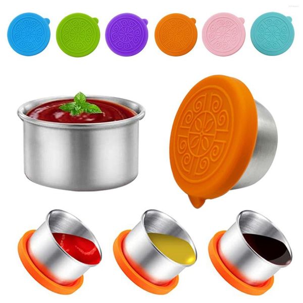 Bottiglie di stoccaggio Contenitori per condimenti da 1,7 once Contenitori per salse riutilizzabili Contenitori per condimenti per insalata Contenitori per condimenti per insalata con coperchi Utensili da cucina