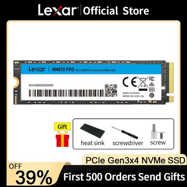 Anstrengungen Lexar SSD M2 2280 NVME 1TB 250 GB 500 GB 2TB M.2 PCIE3.0x4 NM610 Pro Interner Festkörperstaatfahrten -Laufwerke für Laptop -Desktop