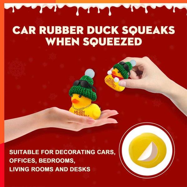 New Christmas Automobile Rubber Duck Cruscotto per auto Decorativo Facile da installare Cruscotto per interni auto Elementi di decorazione per auto alla moda