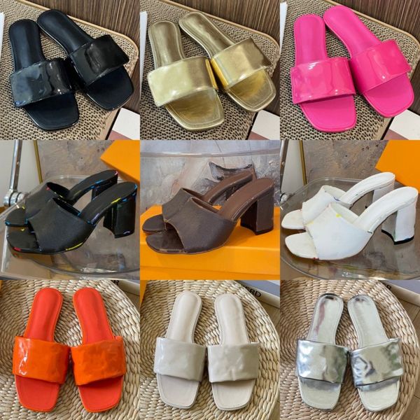 Kabartmalı Kadın Terlik Yeni Lüks Tasarımcı Sandalet Patbalki Moda Platform Ayakkabı Seksi Tıknaz Topuklar Konforlu Deri Daireler Yaz Klasik Sıradan Ayakkabı 36-41