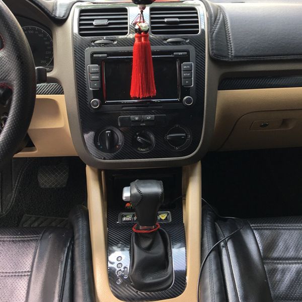 Per VW Golf 5 GTI MK5 2 porte Pannello di controllo centrale interno Maniglia per porta Adesivi in fibra di carbonio Decalcomanie Car styling Accessorie