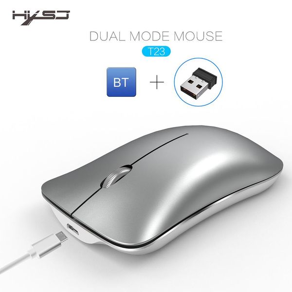 Ratos hxsj t23 bluetooth sem fio mouse ergonômico vertical ratos 4.0 bt 2.4ghz utral fino modos duplos portátil 1600dpi mouse de jogos para pc