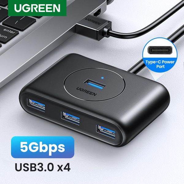 Hubs Ugreen USB HUB 5 Гбит / с 4 порты USB 3.0 Hub Splitter для жестких дисков USB Adapter Macbook Pro Air Surface Accessories