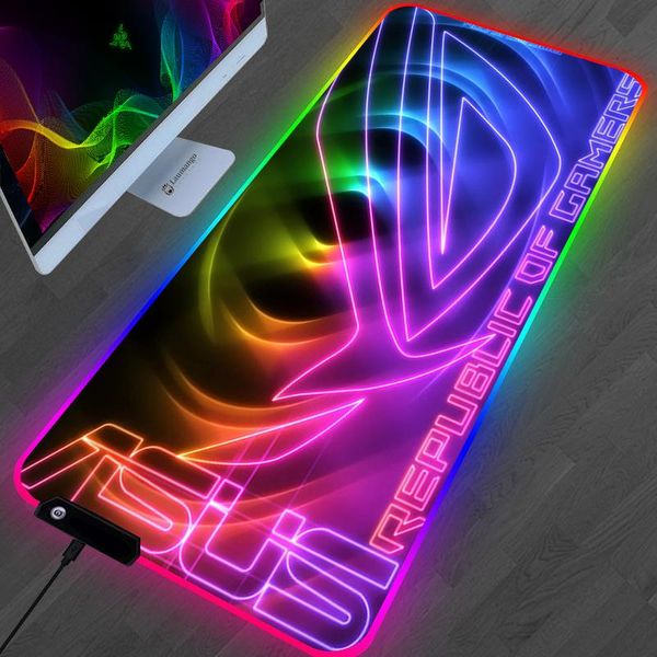 Подставки Светодиодный коврик для мыши ASUS ROG Gaming Mouse Pad 900x400 Большая клавиатура Резиновая скорость Аксессуары для настольных компьютеров Коврик для компьютера Коврик для ноутбука Коврик CS GO