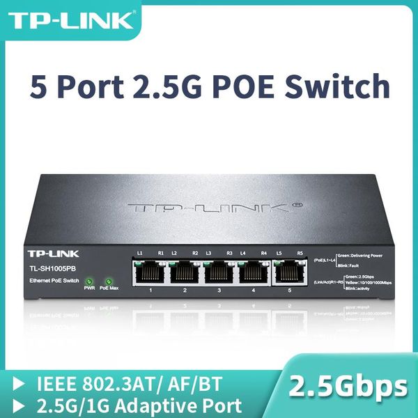 Switchs TPLINK 5 PORTA 2.5G Switch POE 2.5GBaset Switch di rete RJ45 2500 MBPS Output 118W Hub Networking Internet Splitter Internet TLSH1005PB