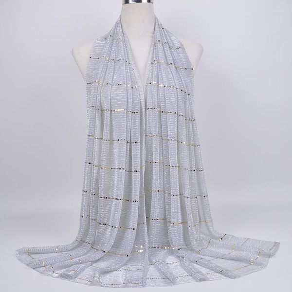 Lenços de 180x70cm mulheres modernas de seda ouro listrado xale de alta qualidade lenço quente lenço lantejoulas silenciadores de lanterna damas compridas