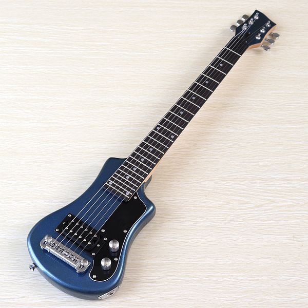 6 струн Hofner Shorty Mini Electric Guitar Легко принять гитару для путешествий 24 3/4 дюйма по длине, кузов басвуда, гриппа из розового дерева, оберт