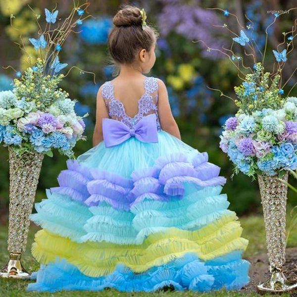 Abiti da ragazza Fluffy Tulle Cloud Girls Dress Little Princess Party e Wedding Flower Children Frock 1-14Y