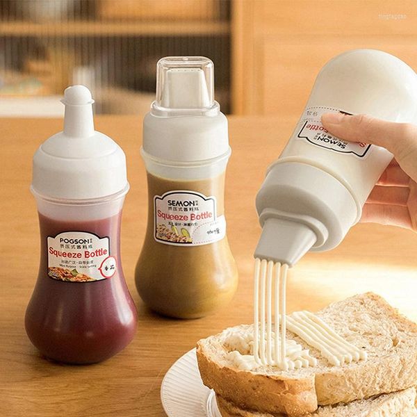 Bottiglie di stoccaggio 350ml 5 fori spremere condimento con ugelli plastica ketchup senape salse olio d'oliva accessori per la cucina