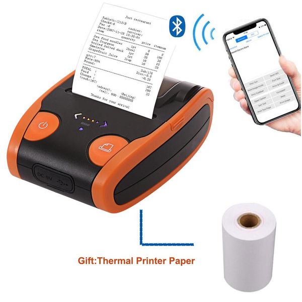 Drucker tragbarer Mini 58mm Bluetooth Wireless Thermal Aufkleber Quittungsticketdrucker für POS Bill Machine Shop -Drucker für den Laden