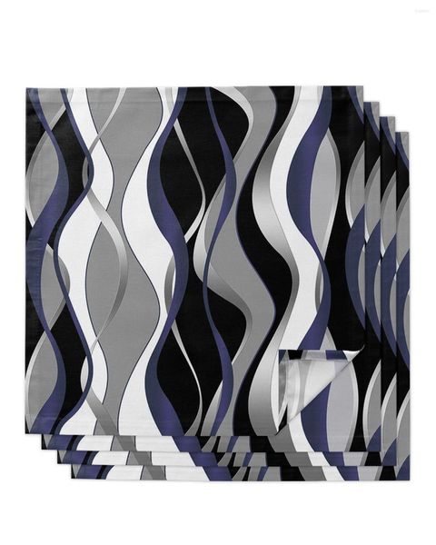 Столовая салфетка 4pcs абстрактные линии градиент темно -синий квадрат 50 см свадебные украшения ткани кухня ужин с салфетками