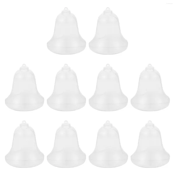 Embrulho de presente 10pcs Clear Christmas com ornamentos de sino Crafts Candy Treat Box de Natal Tree Hainging decoração