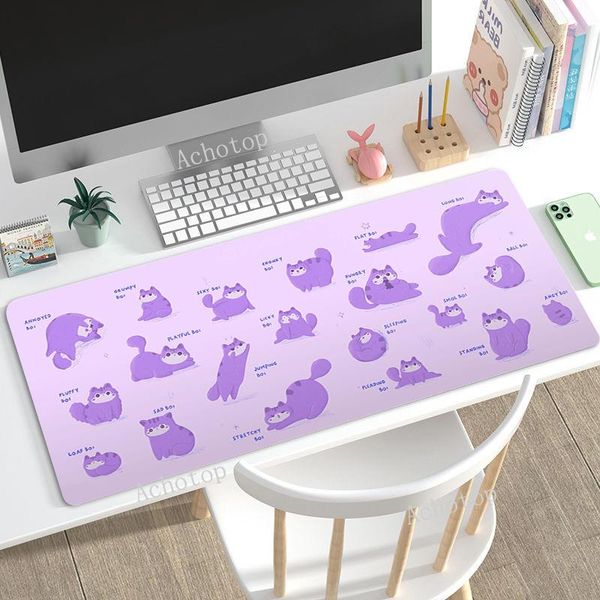 Descansa tapete kawaii mousepad empresa gato bonito preto mause almofada rosa tapete deskmat 90x40 mouse pad gamer teclado mecânico tapete de jogos