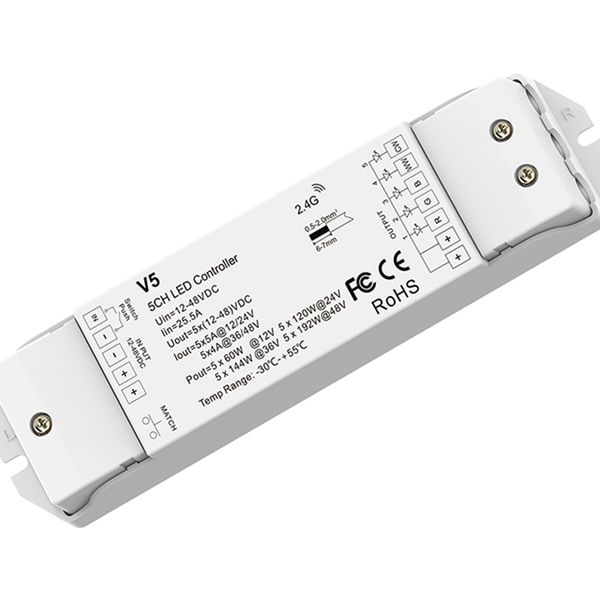 5CH * 5A 12-48VDC CV Controller (Push Dim) V5 RGB + CCT Controller LED ad alta potenza Controller a bassa pressione Per LED RGB + CCT LED strip