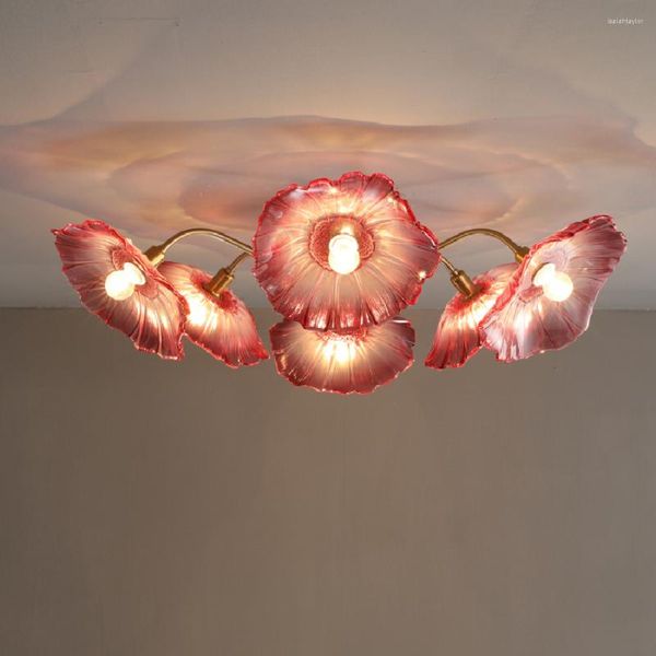 Kolye lambalar Led Tavan Lambası Yaratıcı Modern Klasik Çiçek Oturma Odası Yemek Masası Yatak Odası Cam Ampul Işık
