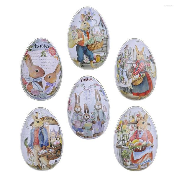 Confezione regalo 6 pezzi Scatola per uova di Pasqua Regali per il bagno Scatole per biscotti Imballaggio Materiale decorativo in latta Custodia per caramelle per festival Bambino