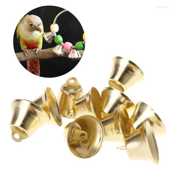 Outros pássaros suprimentos 10 PCs sinos de ouro para artesanato de metal tinging sino decoração de casa Diy Educational Toy Parrot Mastigando os acessórios de brinquedos