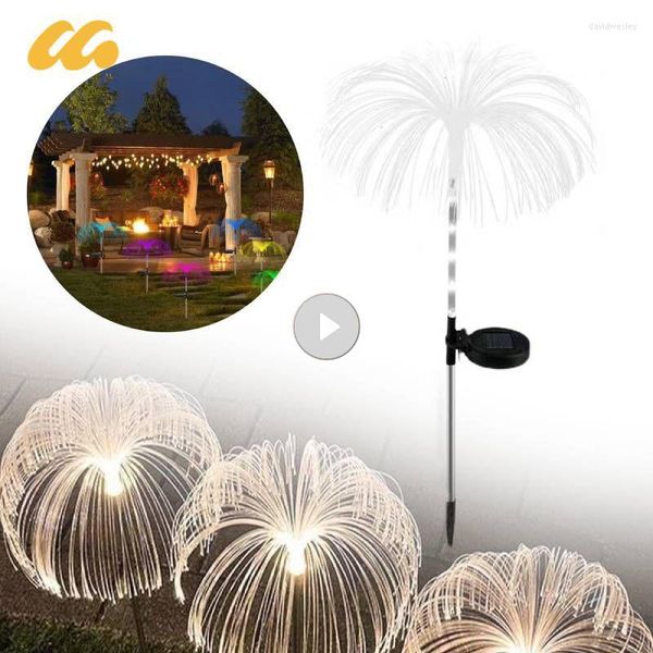 Lâmpada de água -viva de fibra óptica LED 7 CORES SOLAR DISPUSTIFICAÇÃO DO FIREWORK DO FIREWORK PARA ESTRADA DE DECORAÇÃO DE PARTE DE PARTE ROADA JARDIM