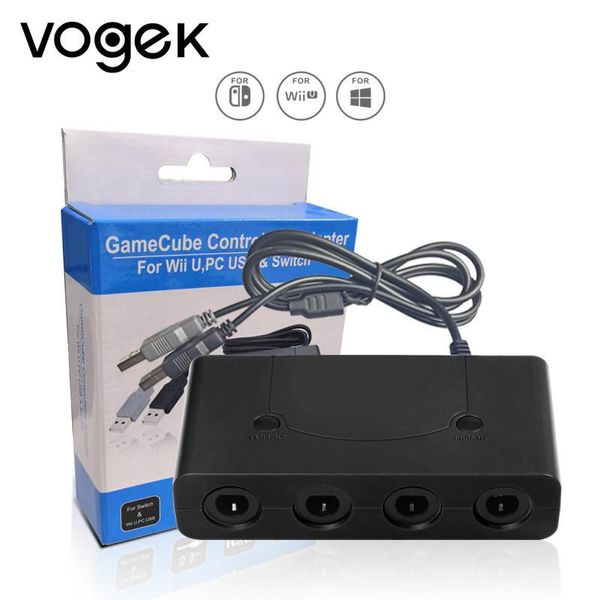 Adaptador vogek 4 portas conversor caixa para gamecube gc controlador adaptador usb adequado para nintend switch ngc/wii u/pc acessórios de jogos