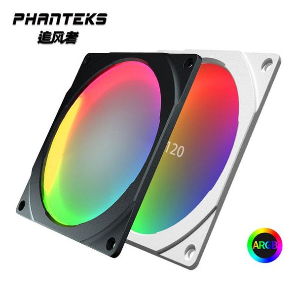 Охлаждение Phanteks 120 мм ABS 5V 3PIN HALOS ARGB Красочный светодиодный радужный вентилятор Совместимый с 12 -сантиметровым вентилятором/синхронной материнской платой Черный белый