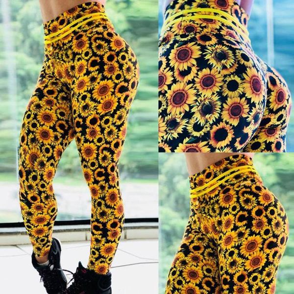 Handtuch Hosen Für Sport Leggings Strumpfhosen Frau Fitness Nahtlose Sport Legging Frauen Sonnenblumen Druck Sportswear Gym Tragen Leggins