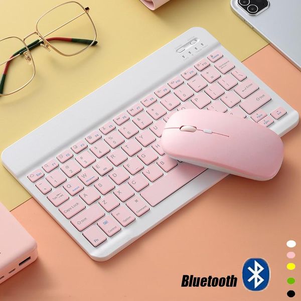 Combos Wiederaufladbares kabelloses Tastatur-Maus-Set Mini Slim Silent Bluetooth-Tastatur und Maus-Kombination für Laptop iPad Apple Android Mac