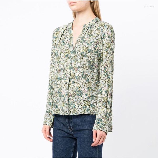 Blusas femininas primavera estampa floral feminina blusa de manga longa camisa de camisa de viscose Única camisa casual químicos femmes químicos