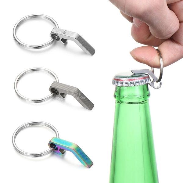 Creative Titanium Steel Beer Bottle Abridor de Mini Keychain Can Can Lan Abra Ferramenta de Abridor de Vinhos de Cozinha Multifuncional