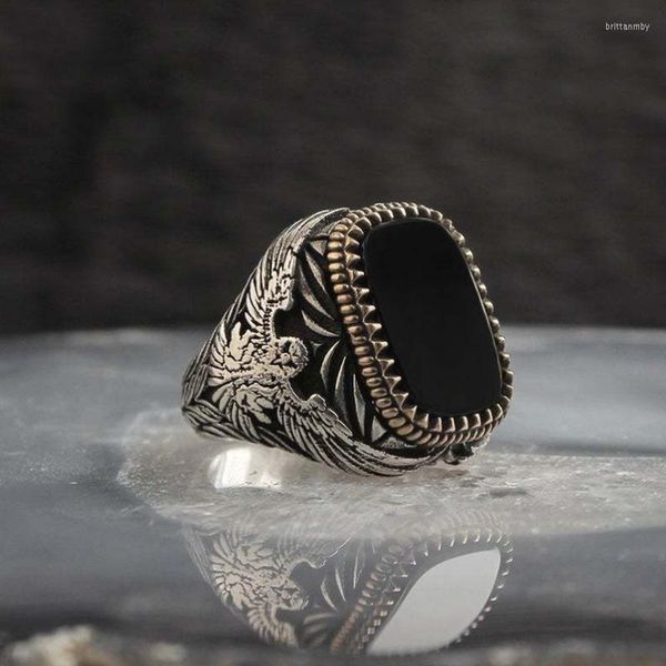 Anelli a grappolo Vintage Carving Eagle Pattern Uomo Delicato Nero Drip Oil Animal Ring For Men Wedding Engagement Jewelry Gift