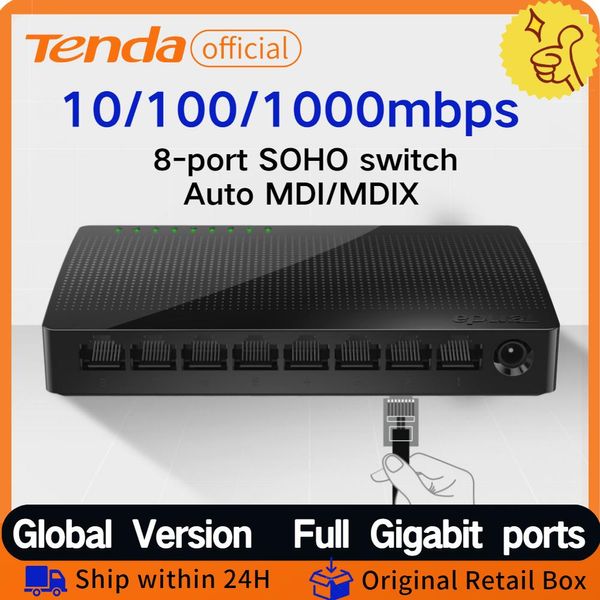 Controle Tenda Gigabit Switch Ethernet 1000Mbps 5/8port Switches de desktop Switter Switter Home/Office Network RJ45 Hub Internet injetor