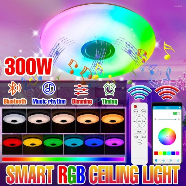 Plafoniere RGB LED Smart Light APP Telecomando Bluetooth Lampada dimmerabile con altoparlante musicale Living Room Decor Ambient